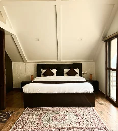 Warmly lit balcony of the traditional house